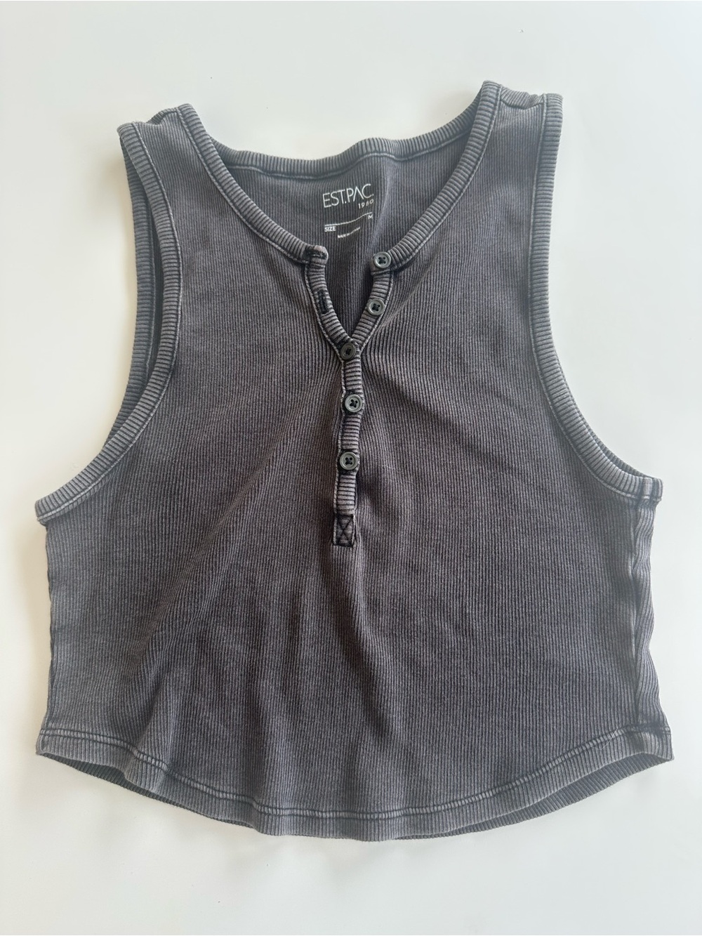 Women's Charcoal Ribbed cropped Tank Top